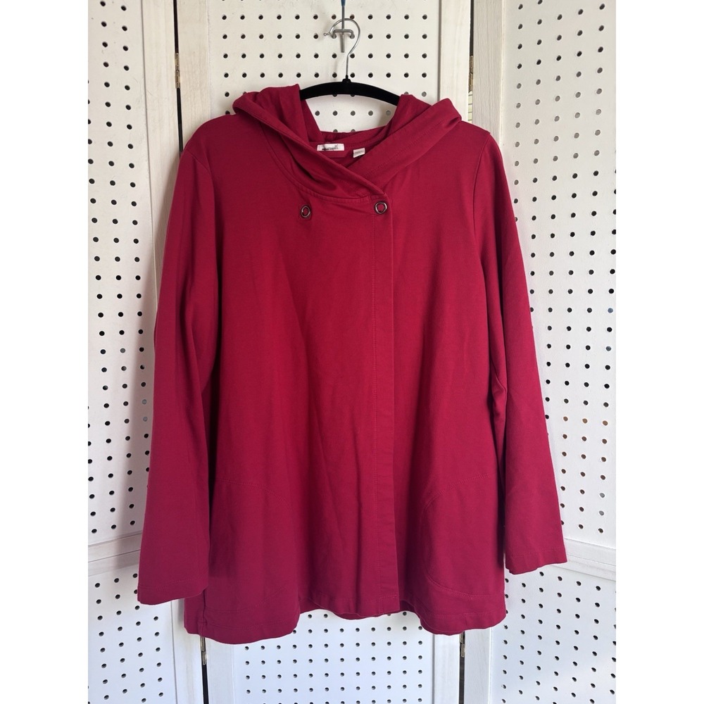 J Jill Pure Jill Hoodie Hooded Sweatshirt Pima Cotton Modal Women's XL Red